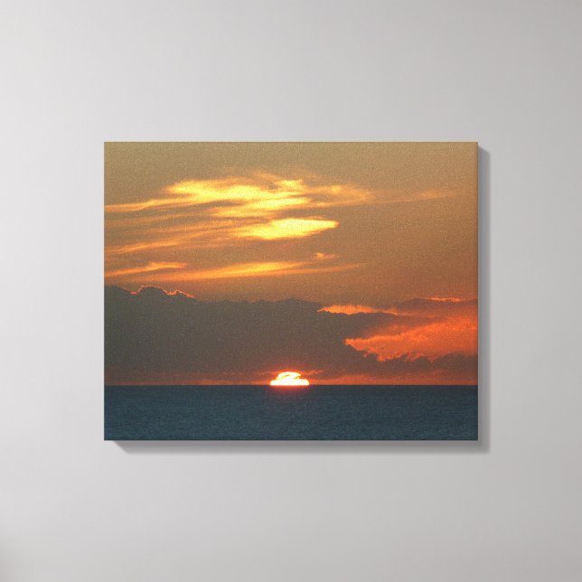 Horizon Sunset Colourful Seascape Photography Canvas Print (Front)