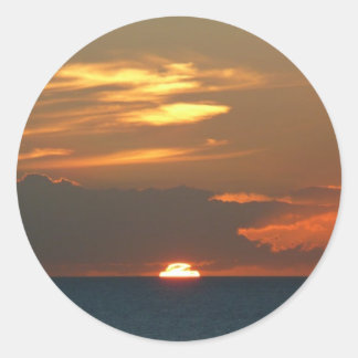 Horizon Sunset Colourful Seascape Photography Classic Round Sticker