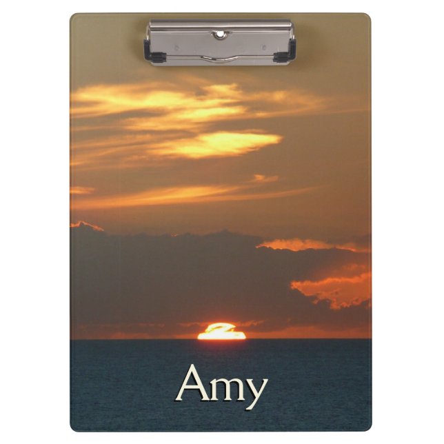 Horizon Sunset Colourful Seascape Photography Clipboard (Front)