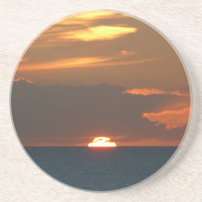 Horizon Sunset Colourful Seascape Photography Coaster (Front)
