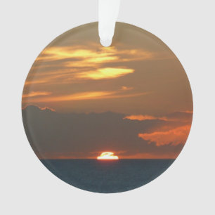 Horizon Sunset Colourful Seascape Photography Ornament