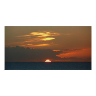 Horizon Sunset Colourful Seascape Photography Poster