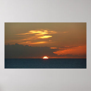 Horizon Sunset Colourful Seascape Photography Poster