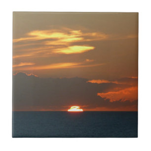 Horizon Sunset Colourful Seascape Photography Tile