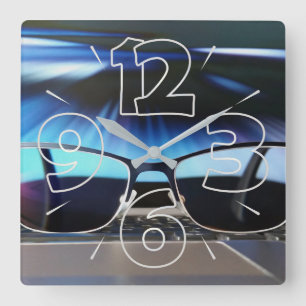 Horizon through glasses square wall clock