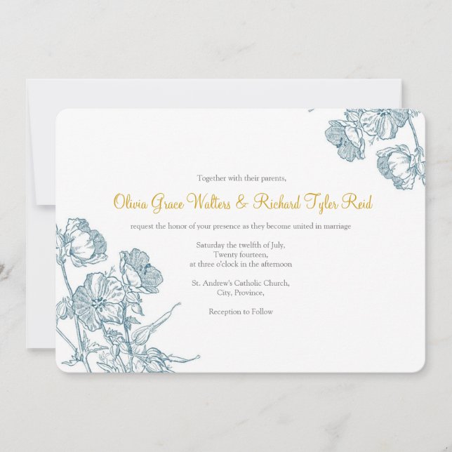 Horizontal 5" x 7" Floral Invitation (Front)