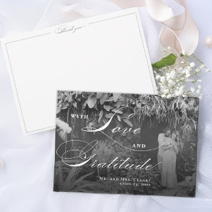 Horizontal Black and White Flat Thank You Card