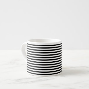 Horizontal Black and White Stripes Espresso Cup