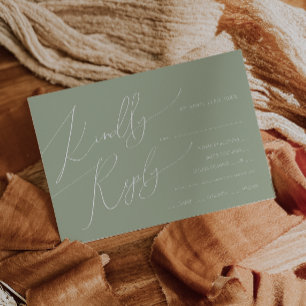 Horizontal Boho Script Sage Menu Choice RSVP Card