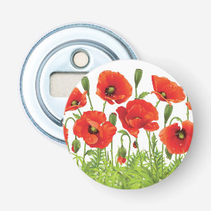 Horizontal border with red poppy bottle opener