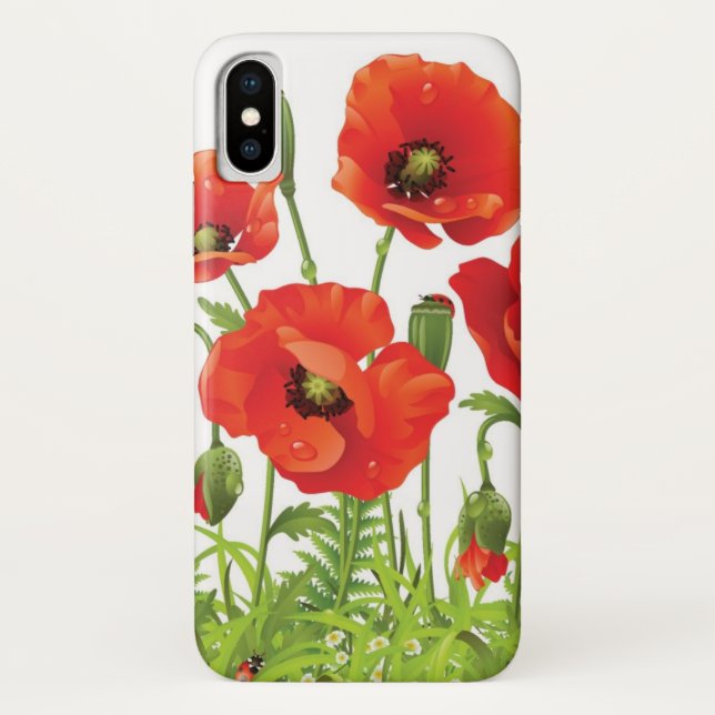 Horizontal border with red poppy Case-Mate iPhone case (Back)