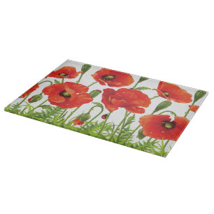 Horizontal border with red poppy cutting board