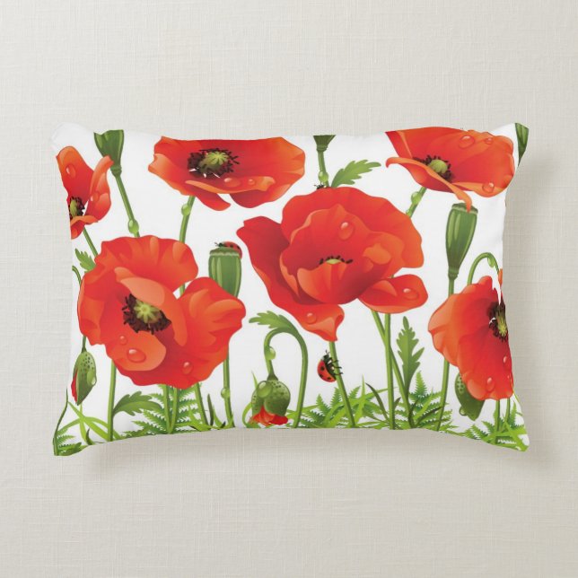 Horizontal border with red poppy decorative cushion (Front)