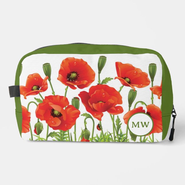Horizontal border with red poppy dopp kit (Front)