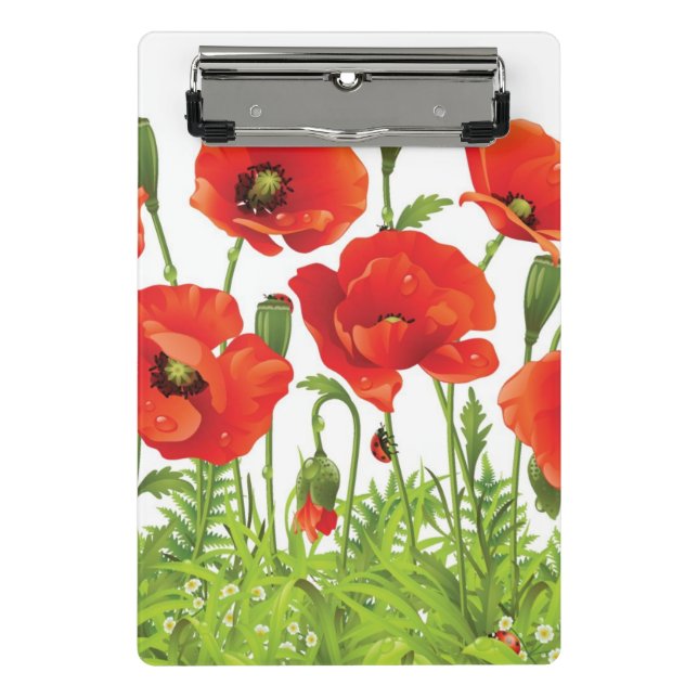 Horizontal border with red poppy mini clipboard (Front)