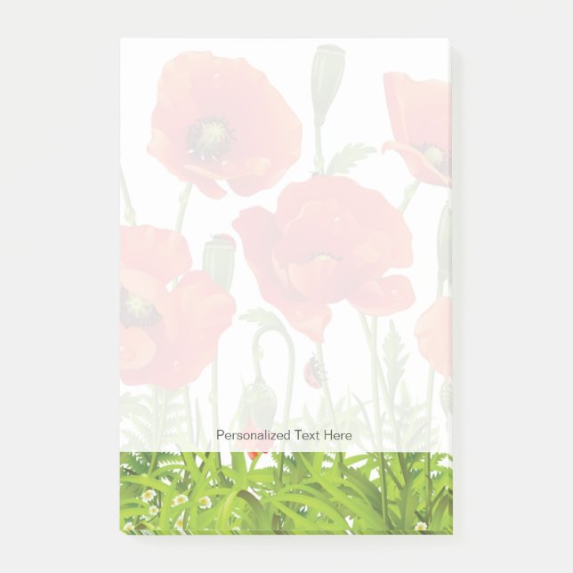 Horizontal border with red poppy post-it notes (Front)