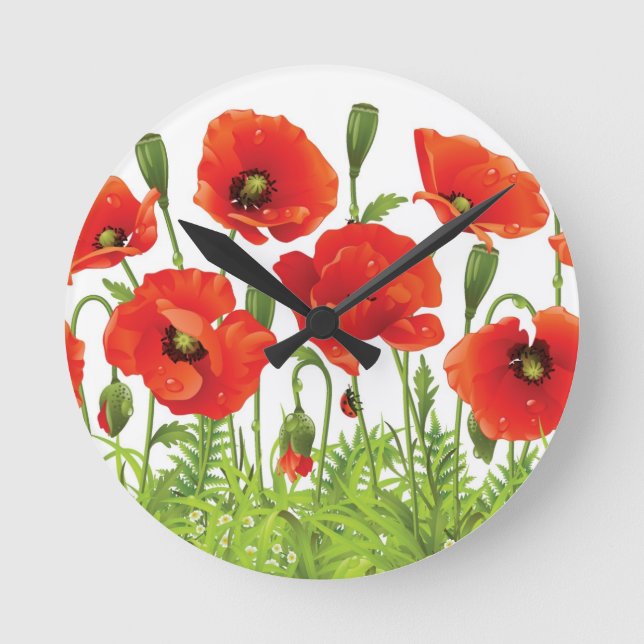 Horizontal border with red poppy round clock (Front)