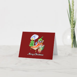 Horizontal Burgundy Red Merry Christmas Chilli Holiday Card
