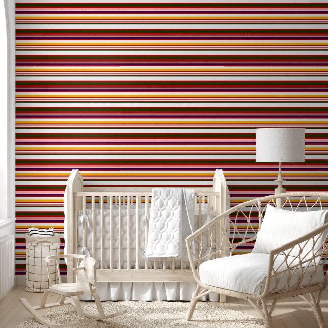 Horizontal Candy Stripes (large scale) Wallpaper (Kids)