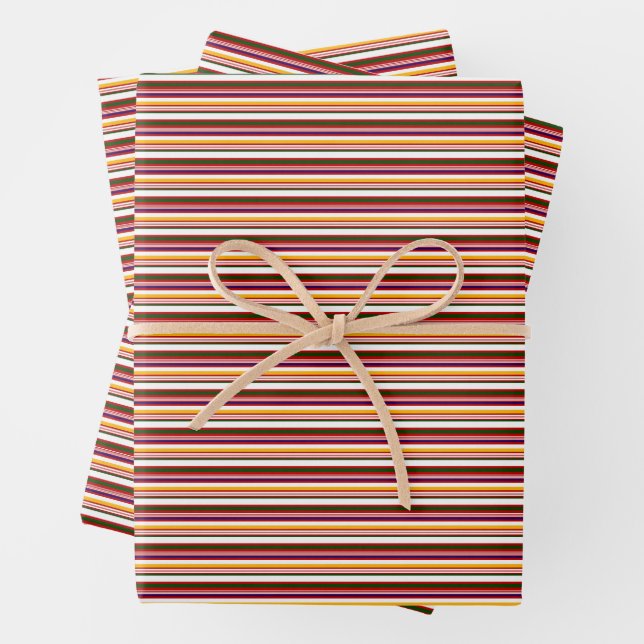 Horizontal Candy Stripes (small scale) Wrapping Paper Sheet (In situ)