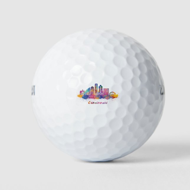 Horizontal cincinnati acuarela golf balls (Front)