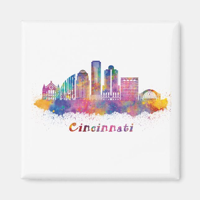 Horizontal cincinnati acuarela magnet (Front)