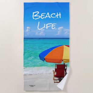 Horizontal Company Logo Tropical Beach Client Gift Beach Towel
