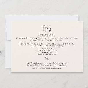 Horizontal Cream Wedding Details Invitation