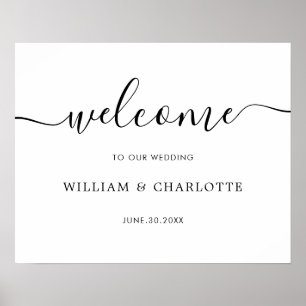 Horizontal Elegant Script Wedding Welcome Sign