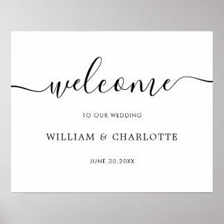 Horizontal Elegant Script Wedding Welcome Sign