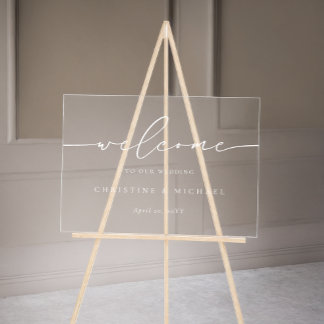 Horizontal Elegant Script Welcome Wedding  Acrylic Sign