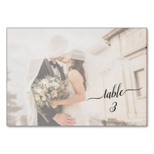 Horizontal ✨ Faded Couple Wedding Photo Table Number