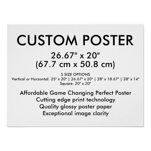 Horizontal Glossy Custom Poster 26" x 20" (Front)