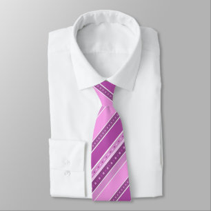 Horizontal lilac pink stripes with polka dot decor tie