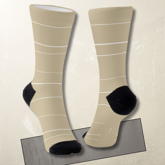 Horizontal lines, white stripes on beige socks (Creator Uploaded)