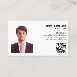 Horizontal Modern Minimalist Attorney Custom Photo Business Card