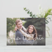 Horizontal Modern Script Photo Save the Date (Standing Front)