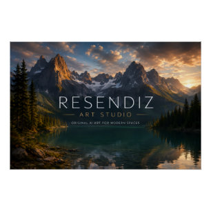 Horizontal Mountain Landscape Poster at Sunset
