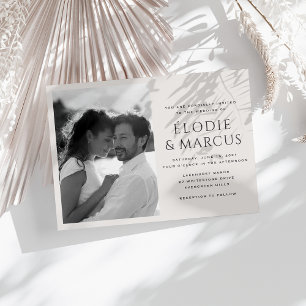 Horizontal One Photo Modern Bold Names Wedding Inv Invitation