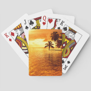 Horizontal palm tree sunset playing cards deck