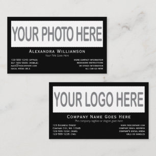 Horizontal Photo Logo Template Double-Sided Black Business Card