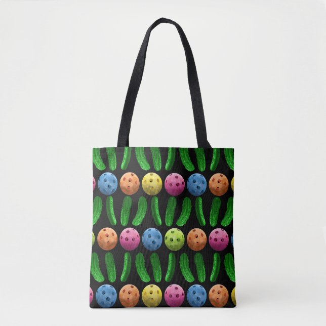Horizontal Pickles and Pickleballs - Tote Bag (Front)