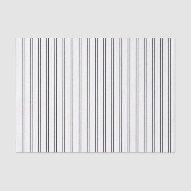 Horizontal Pinstripes in Black and White Tissue Paper (Front)