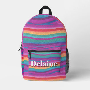 Horizontal Rainbow Stripes Printed Backpack