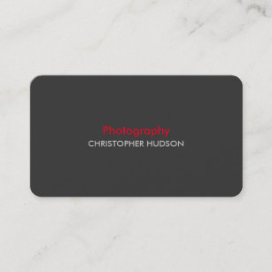 Horizontal Red Grey Photography Business Card