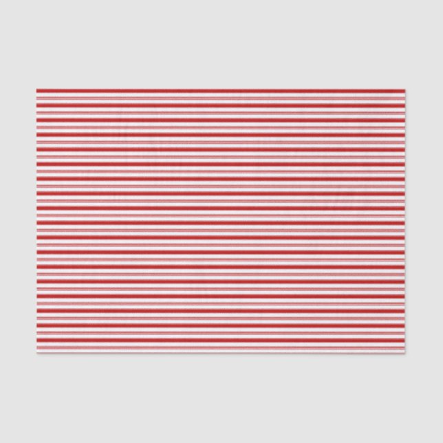 Horizontal Red & White Stripes (small scale) Tissue Paper (Front)