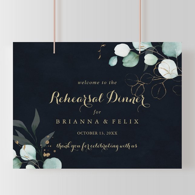 Horizontal Rehearsal Dinner Welcome Blue Sign (Creator Uploaded)