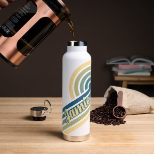 Horizontal Retro Personalised Name Water Bottle