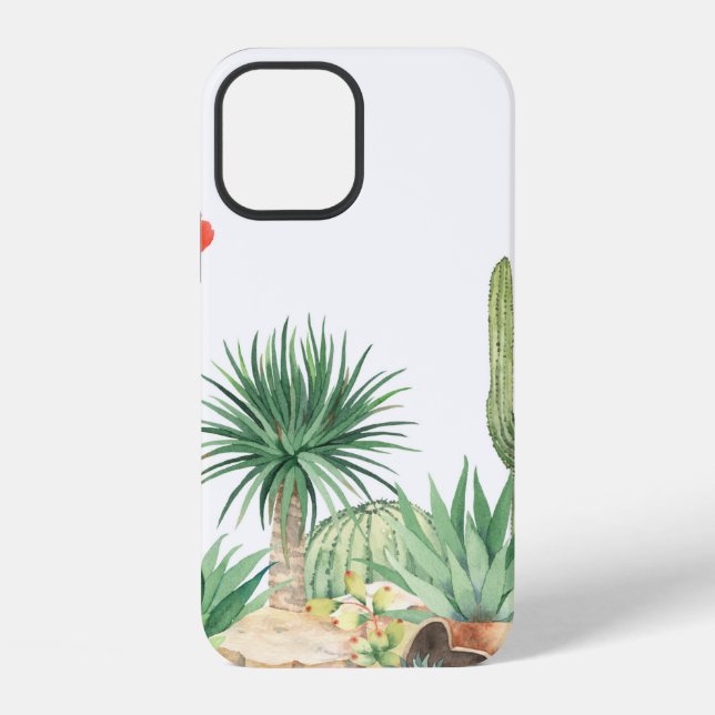 Horizontal seamless pattern with blooming cacti, s iPhone case (Back)