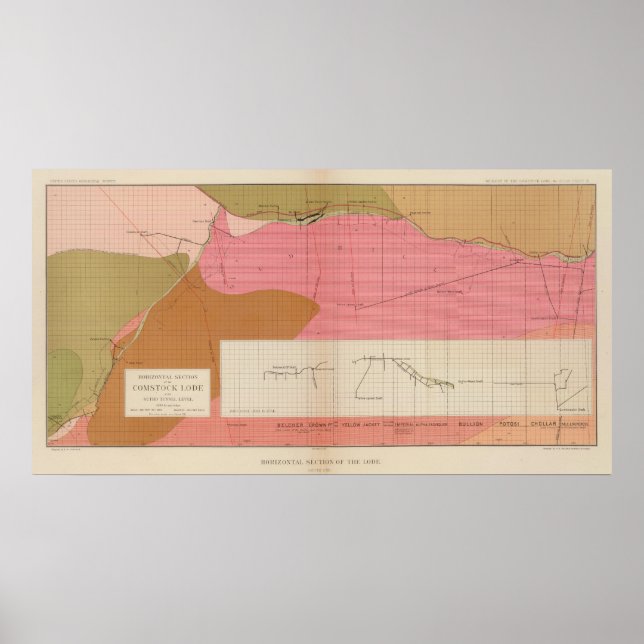 Horizontal Section of the Comstock Lode South Poster (Front)